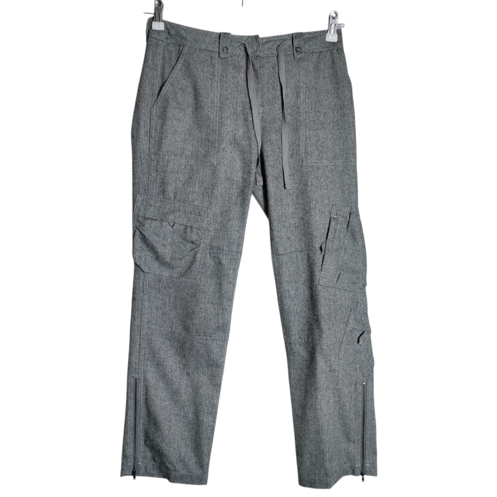 Sundance Grey Herringbone Cargo Pants Wool Blend Drawstring Ankle Zip‎ P2